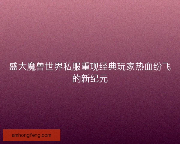 盛大魔兽世界私服重现经典玩家热血纷飞的新纪元